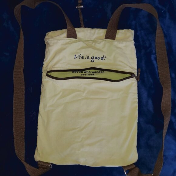 LIFE IS GOOD Canvas Cinch Rucksack Drawstring Cotton Backpack Bag - Picture 5 of 15